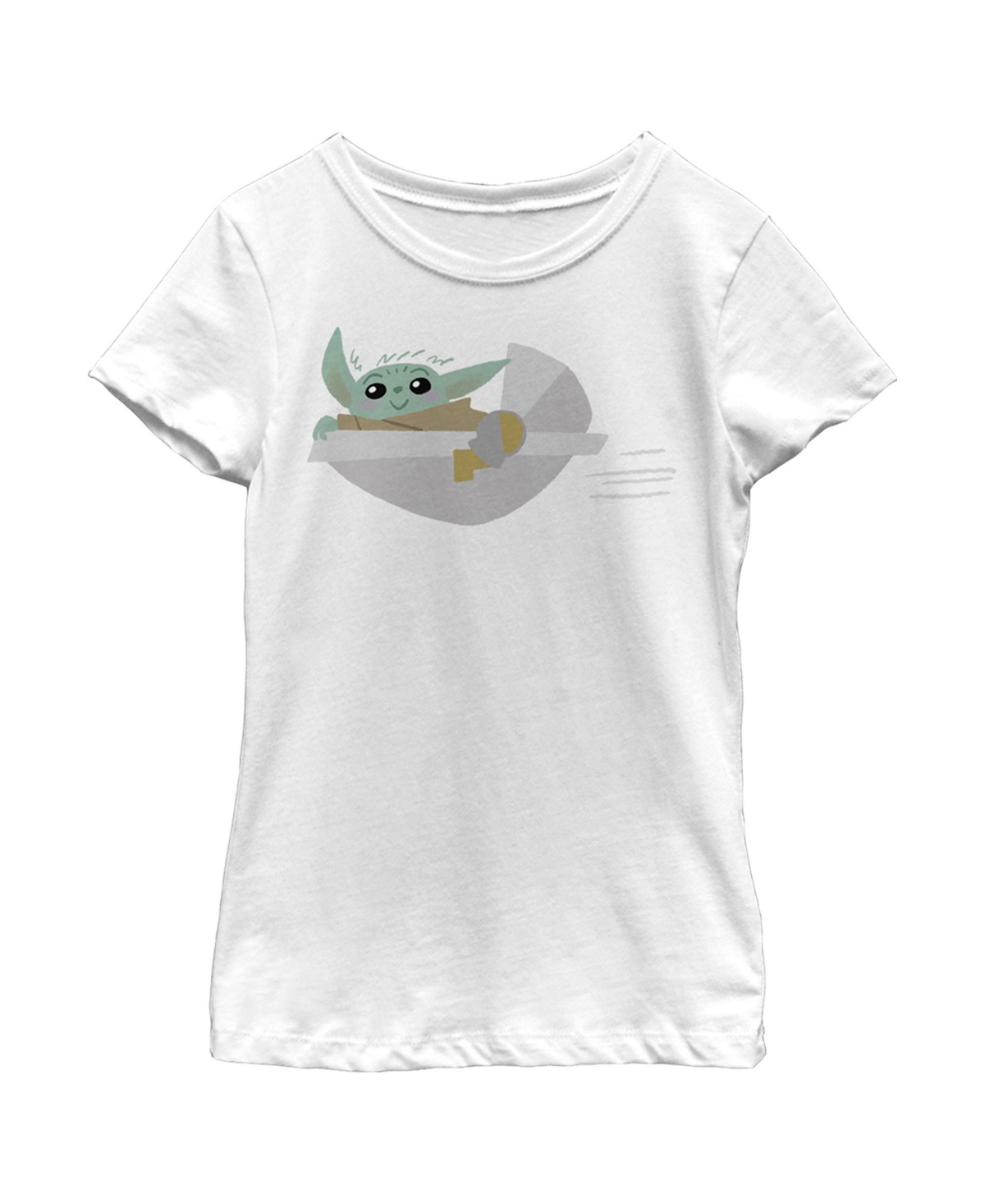 Disney Lucasfilm Girl's Star Wars: The Mandalorian Grogu Flying Bassinet Child T-shirt In White