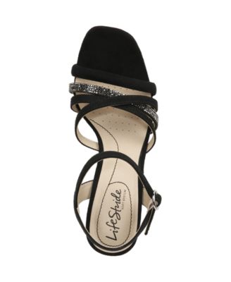 LifeStride Belle Sandali Con Tacco A Blocco Donna, Punta Quadrata, Cinturino Alla Caviglia Regolabile, Altezza Tacco 8.3 Cm