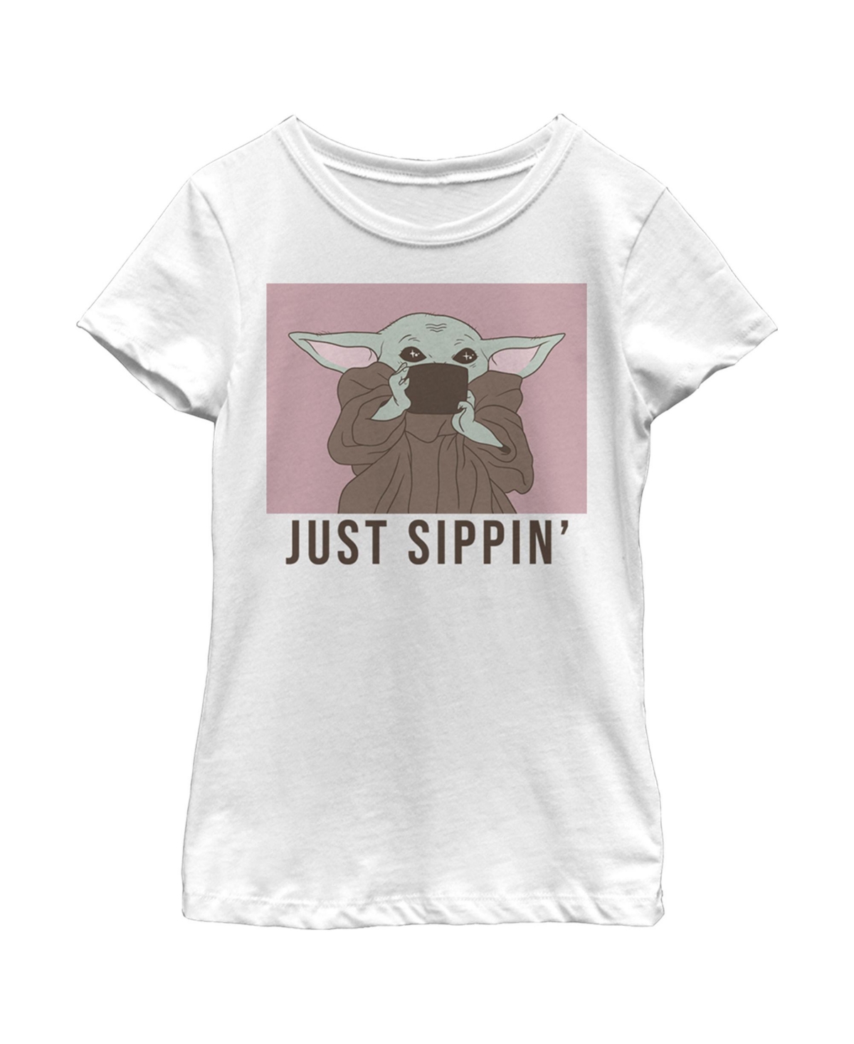 Disney Lucasfilm Kids' Girl's Star Wars: The Mandalorian The Child Just Sippin Child T-shirt In White