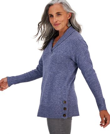 Style & Co Petite Shawl-Collar Tunic Sweater, Created for Macy's
