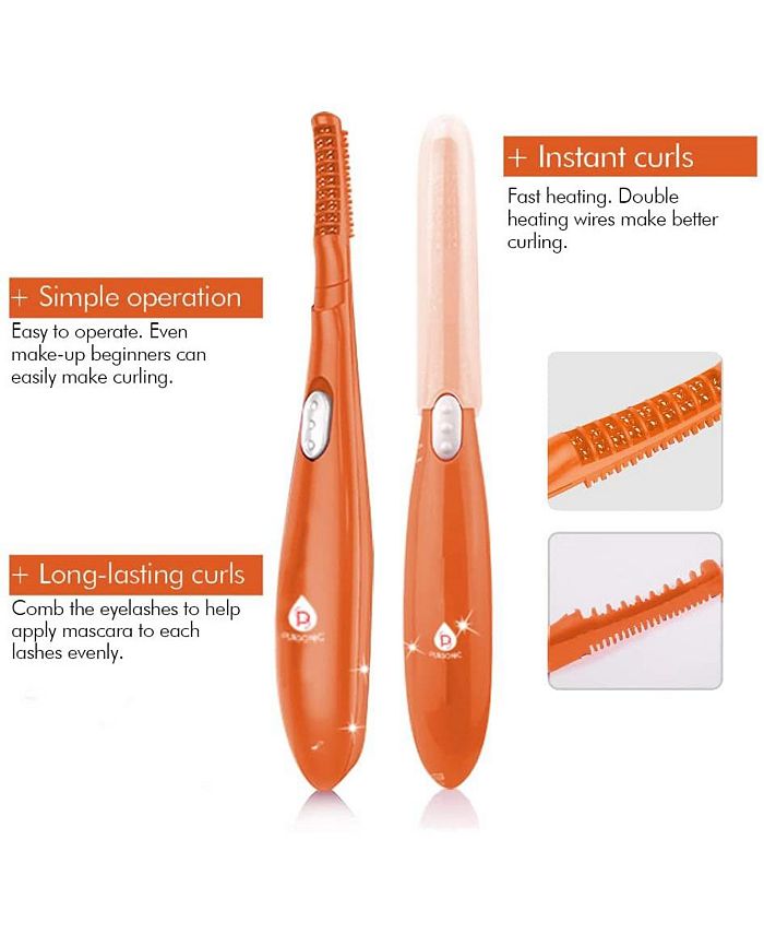 PURSONIC Heated Eyelash Curler with Comb, Provides Long Lasting Curl in