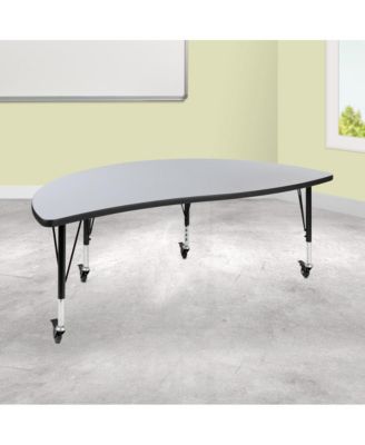 Mobile 60" Half Circle Wave Flexible Collaborative Kids Adjustable Activity Table