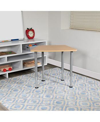 Emma And Oliver Hex Natural Collaborative Adjustable Student Desk Home And Classroom