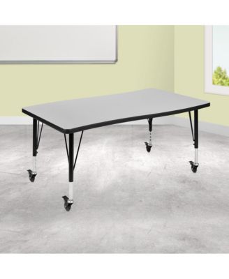 Mobile 28"Wx47.5"L Wave Flexible Collaborative Kids Adjustable Activity Table