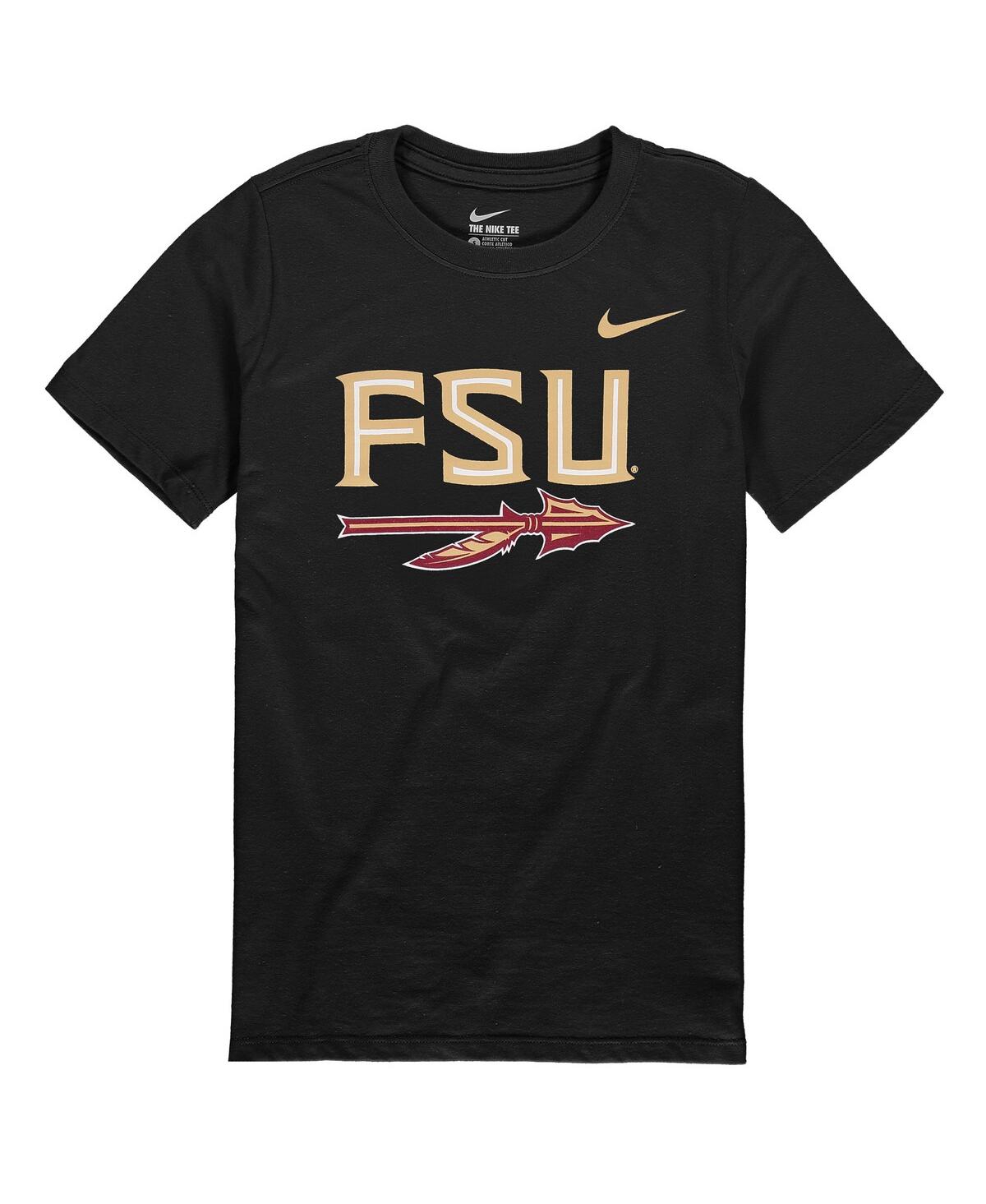 Nike Kids' Big Boys And Girls  Black Florida State Seminoles Alternate Logo Cotton T-shirt