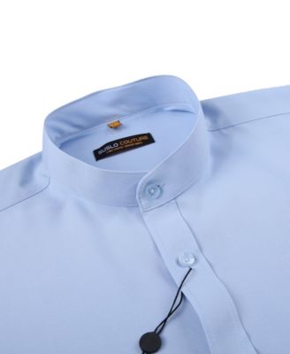 Men's Slim Fit Solid Performance Collarless Button Down Shirt