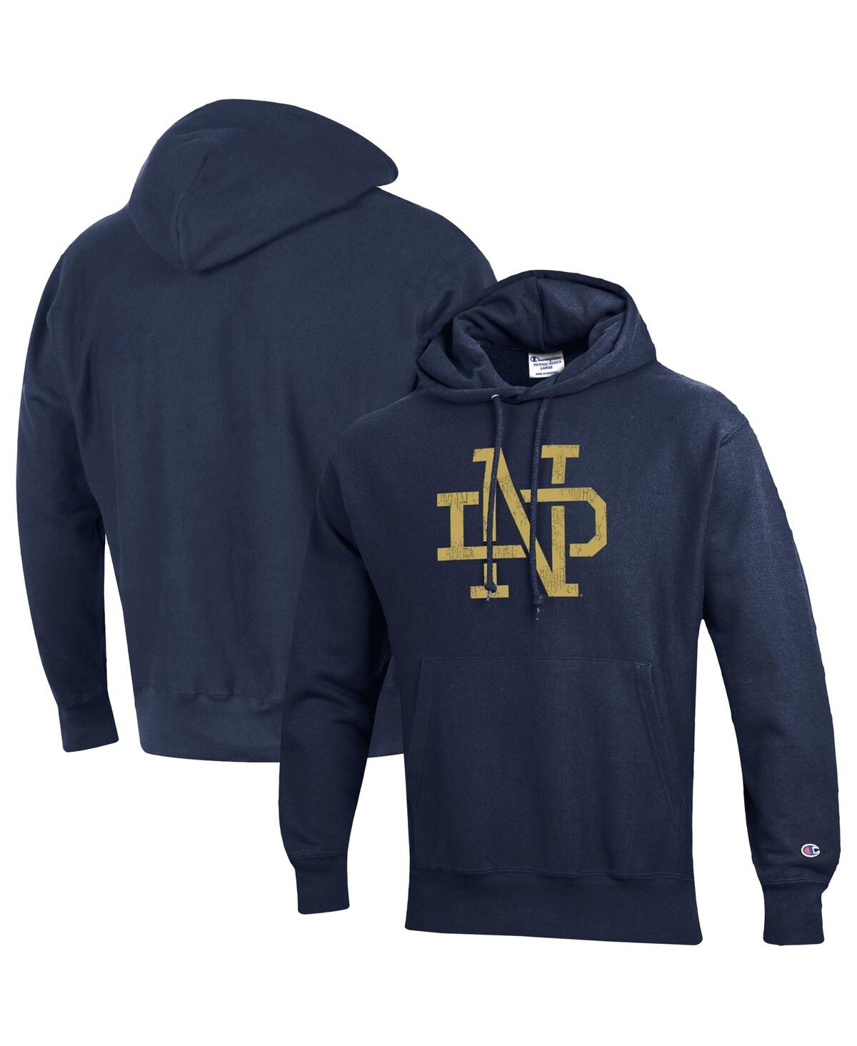 Shop Champion Men's  Navy Notre Dame Fighting Irish Vault Logo Reverse Weave Pullover Hoodie