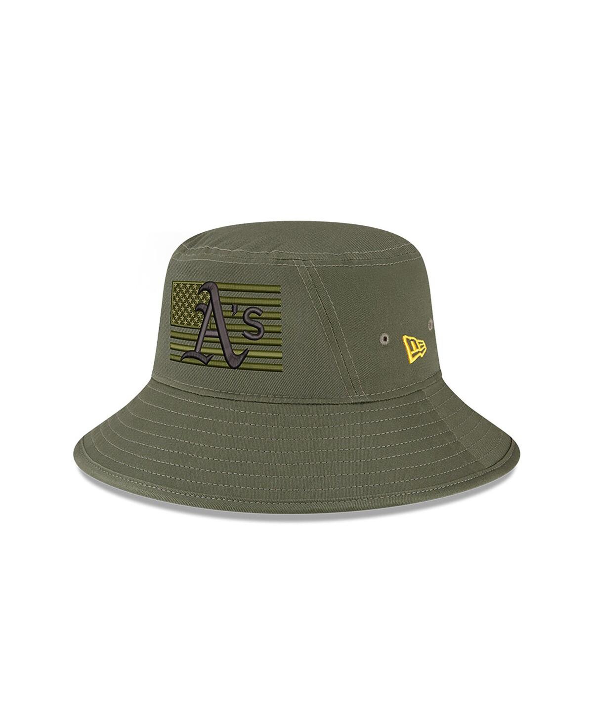 NEW ERA MEN'S NEW ERA GREEN OAKLAND ATHLETICS 2023 ARMED FORCES DAY BUCKET HAT 