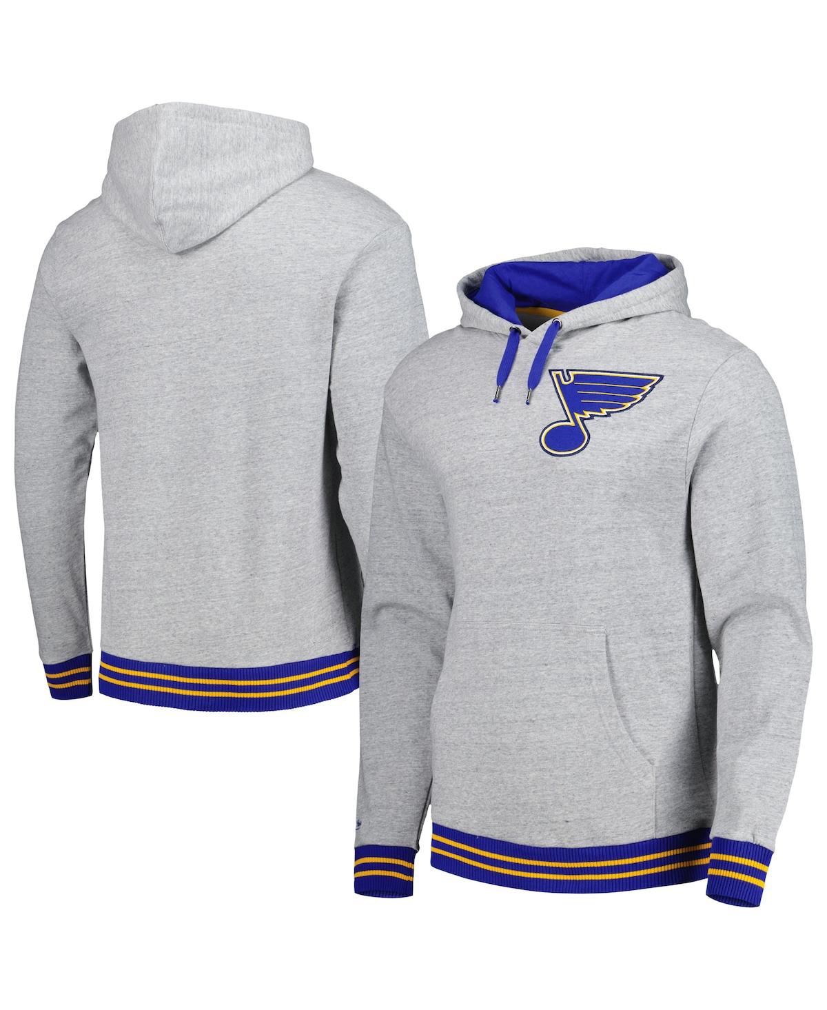 Mitchell & Ness Men's  Heather Gray St. Louis Blues Classic French Terry Pullover Hoodie In Heather Gray