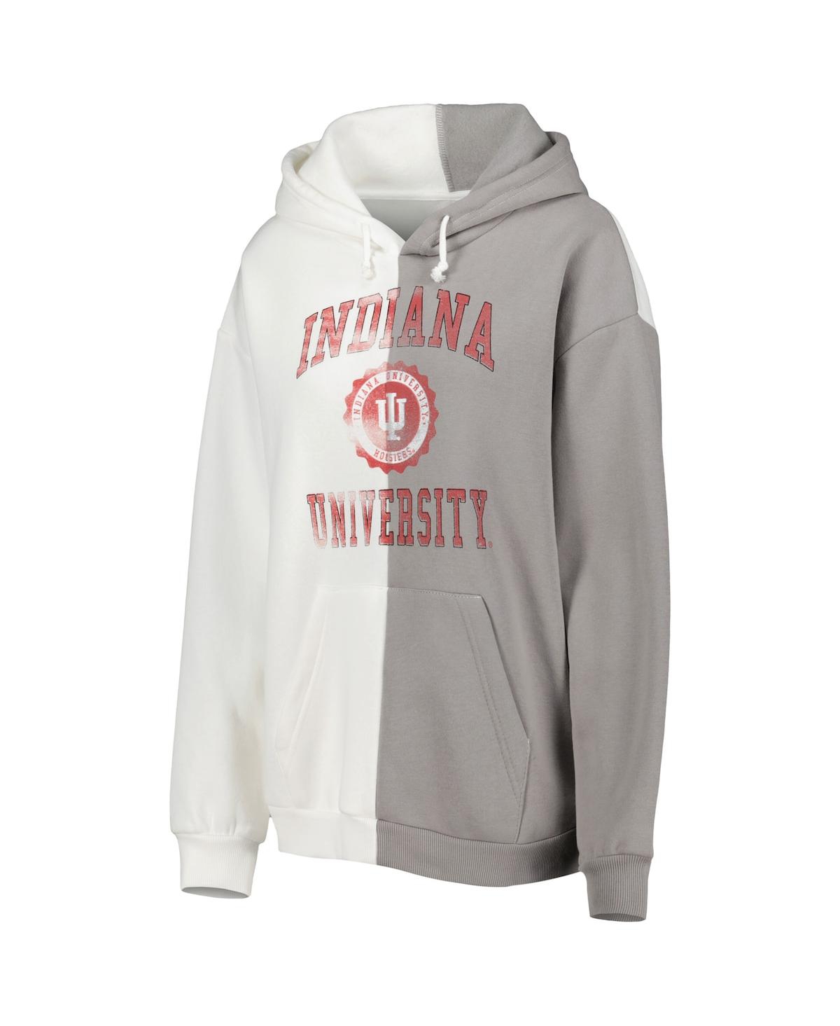 Shop Gameday Couture Women's  Gray, White Indiana Hoosiers Split Pullover Hoodie In Gray,white