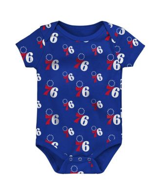 Newborn and Infant Boys and Girls Royal, Gray Philadelphia 76ers Two-Pack Double Up Bodysuit Set