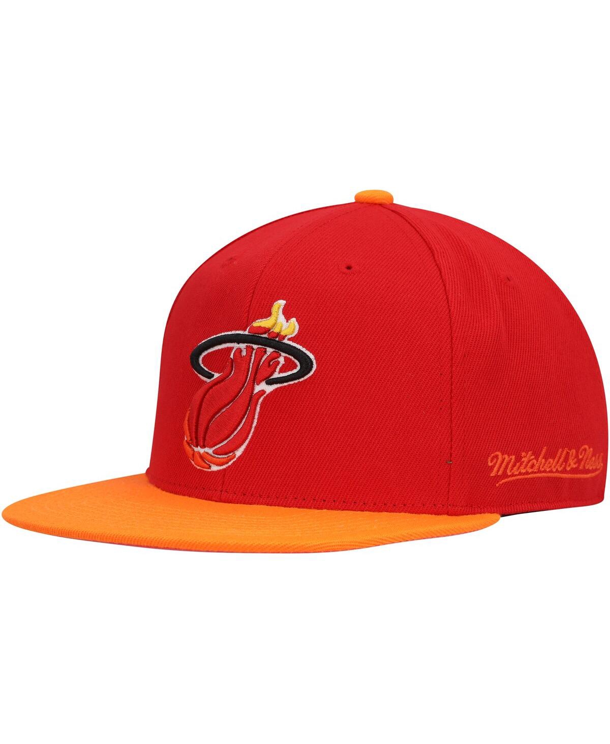 Men's Mitchell & Ness Orange Miami Heat Hardwood Classics Team Side Fitted Hat - Orange