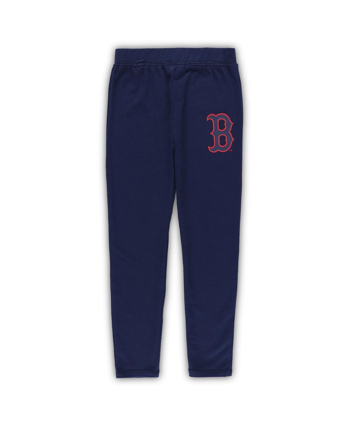 Outerstuff Little Girls Navy, Red Boston Red Sox Forever Love Tri-blend T-shirt And Leggings Set In Navy,red