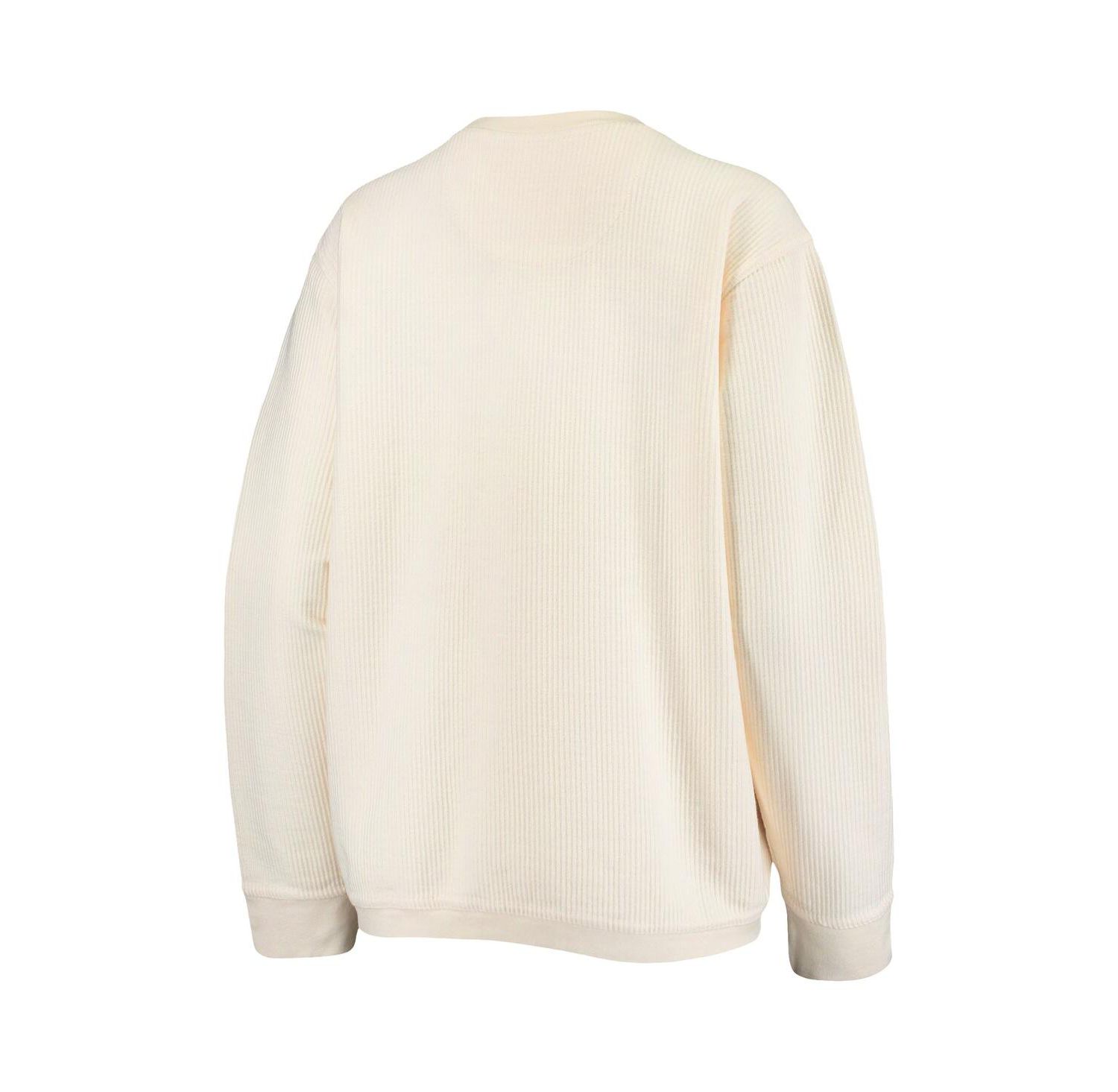 Women's White Georgia Bulldogs Comfy Cord Vintage-Like Wash Basic Arch Pullover Sweatshirt
