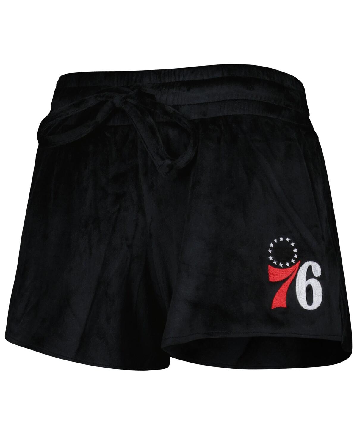 Concepts Sport Women's  Black Philadelphia 76ers Intermission T-shirt And Shorts Sleep Set In Black