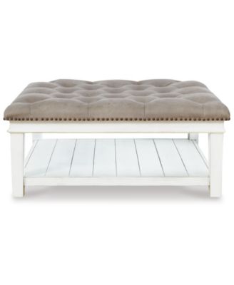 18.5" Wood Upholstered Ottoman Coffee Table