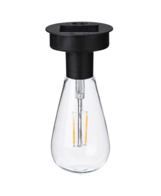 8.75" H Metal Cutout Solar Powered Outdoor Hanging Lantern with Edison Bulb, Set of 2