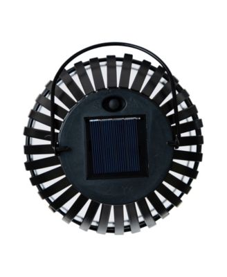 9.75" H Metal Woven Solar Powered Outdoor Hanging Lantern, Set of 2