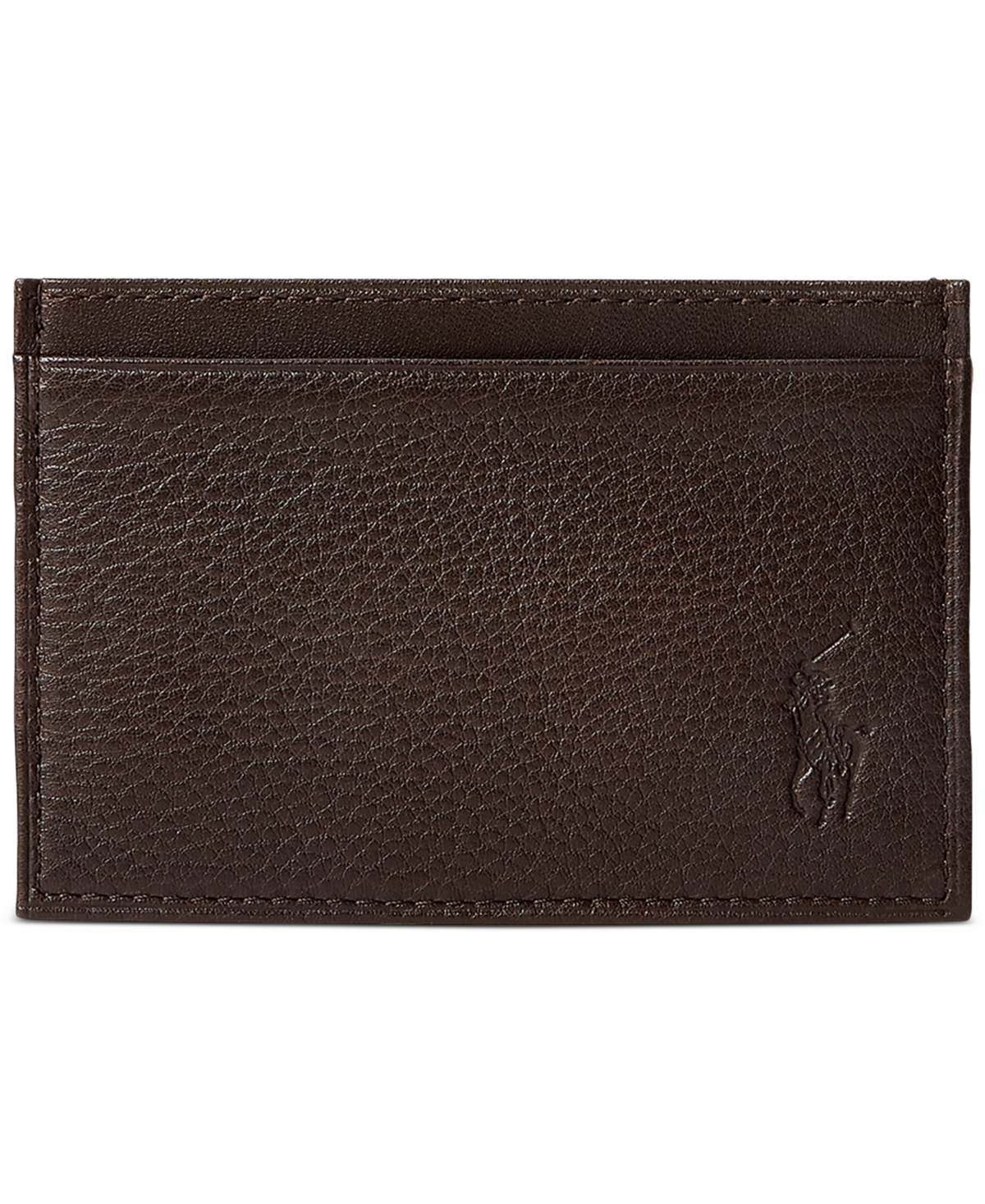 Polo Ralph Lauren Men's Pebbled Leather Card Case In Brown