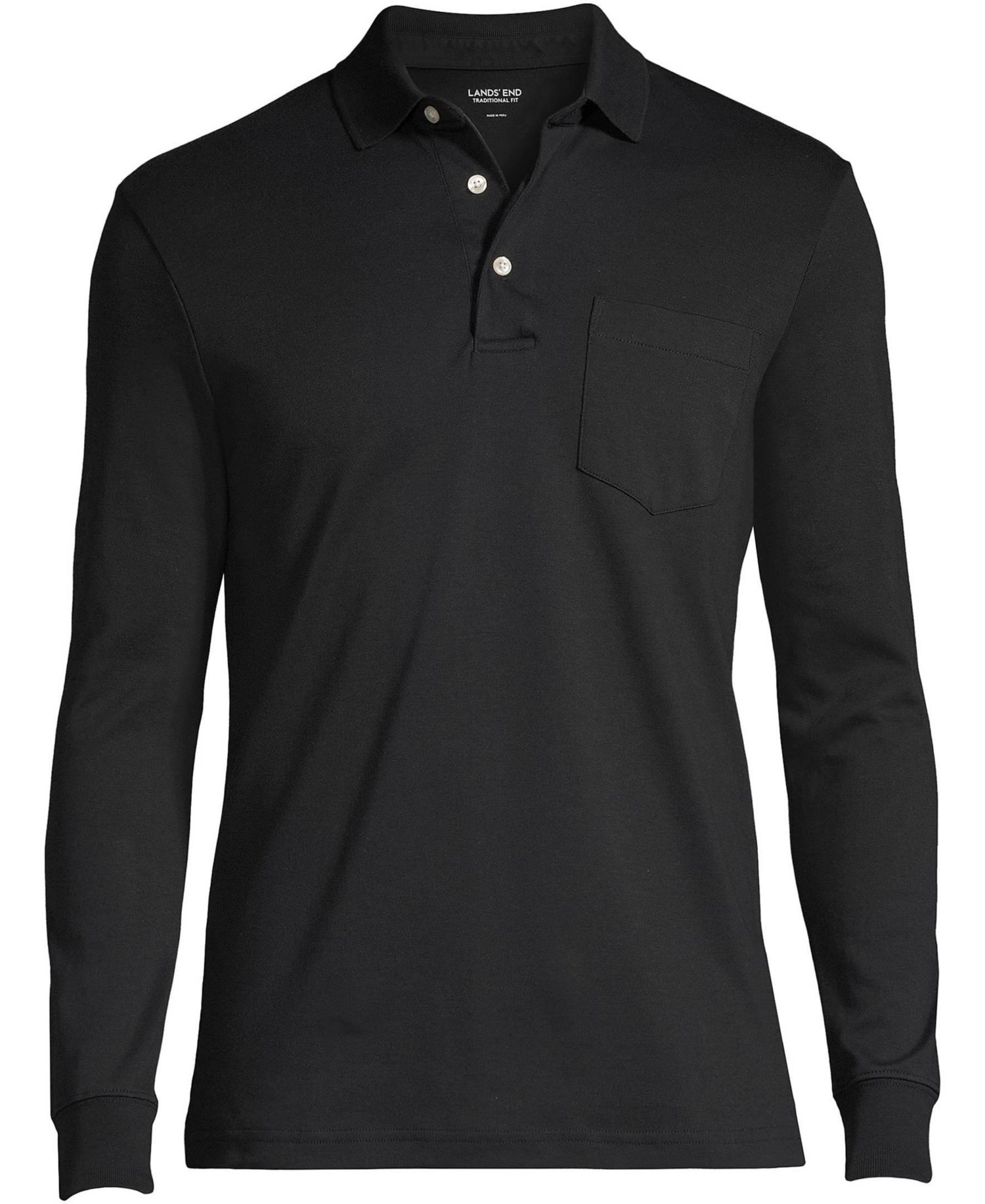 Men's Long Sleeve Cotton Supima Polo Shirt with Pocket