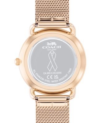 COACH Women's Elliot Breast Cancer Awareness Glitter and Carnation Gold Tone Mesh Bracelet Watch 36mm