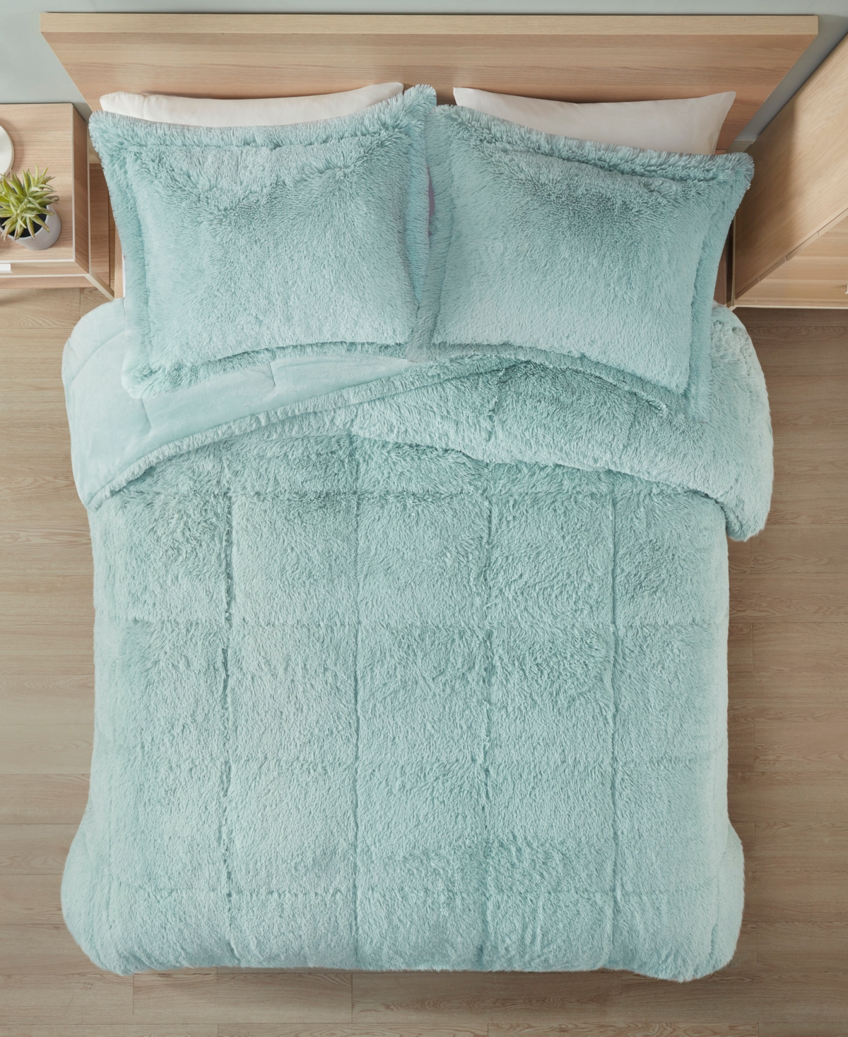 Intelligent Design Malea Shaggy Faux-fur 2-pc. Comforter Set, Twin/twin Xl In Aqua