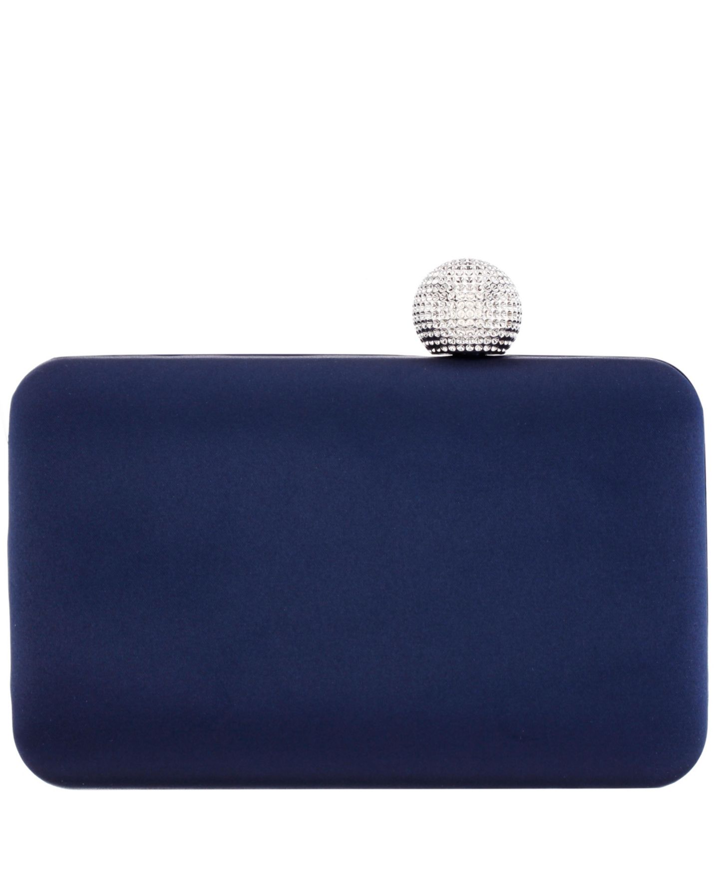 Женский клатч Nina Satin Minaudiere Crystal Clasp Clutch, цвет: Тёмно-синий — фото 1