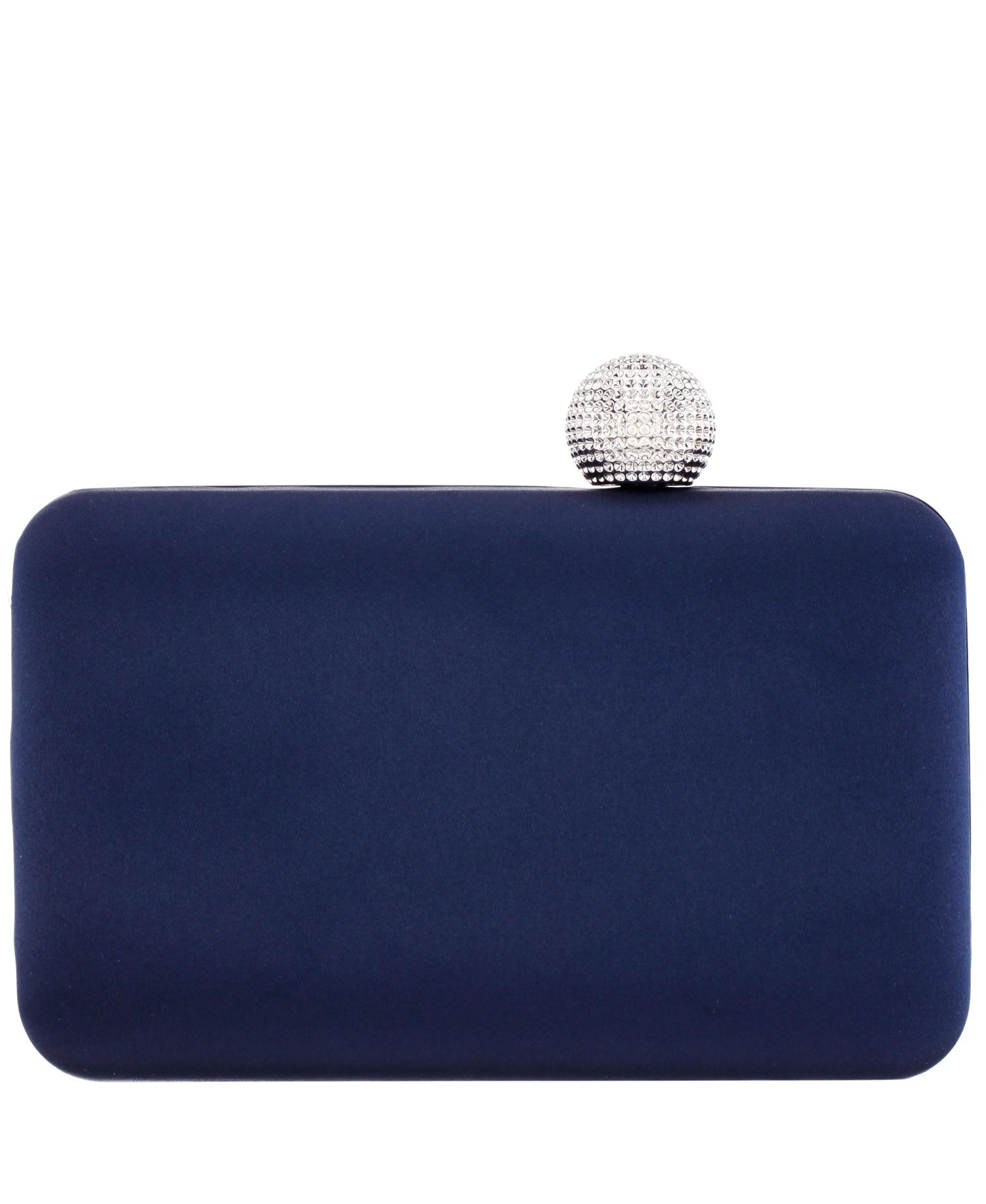 Satin Minaudiere Crystal Clasp Clutch