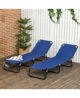 Folding Chaise Lounge Pool Chairs, Reclining Back, Steel Frame & Breathable Mesh for Beach, Yard, Patio