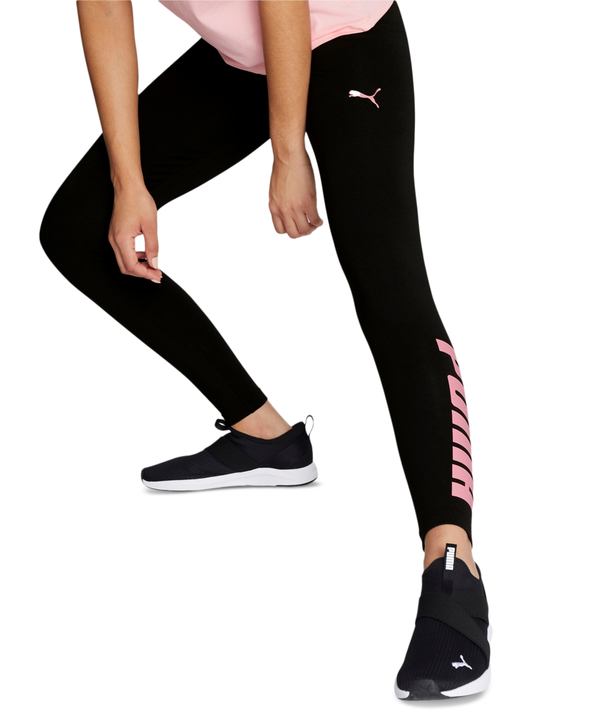 Puma Women's Athletic Graphic Full-length Leggings In  Black-peach Smoothie