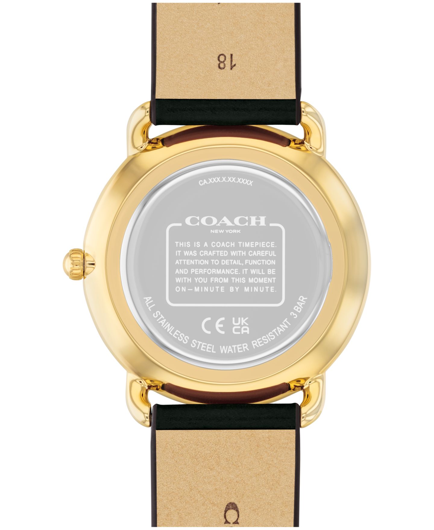 Часы COACH Unisex Elliot Black Leather Strap Watch, 36mm — фото 3