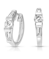 Genevive Sterling Silver Cubic Zirconia White Gold Plated Circle Shape Earrings - White