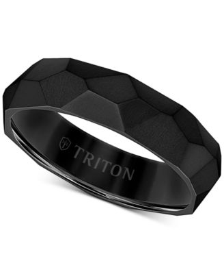 Men's Faceted Brush Finish Wedding Band in Titanium