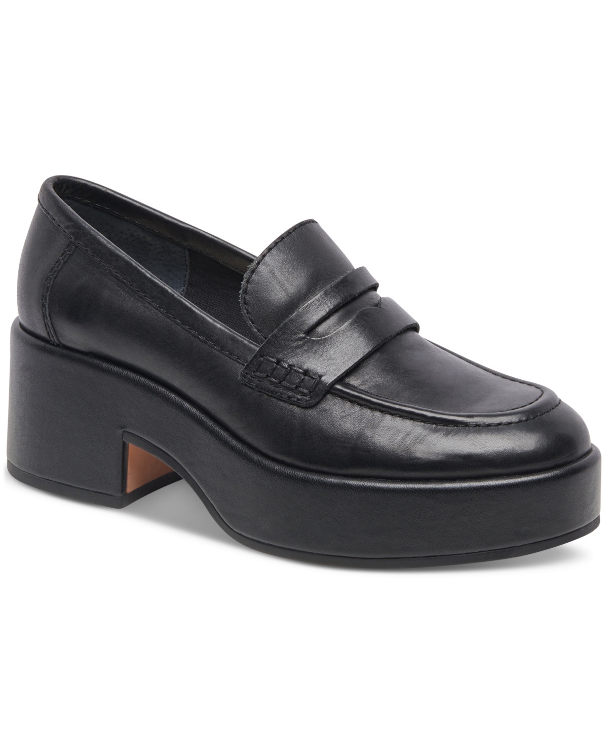 Shop Dolce Vita Women's Yanni Tailored Block-heel Platform Loafers In Black Leather