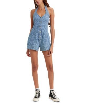 Levi's - Women's Faris Printed Denim Halter Romper