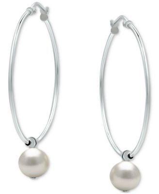 Giani Bernini Cultured Freshwater Pearl Wire Hoop Earrings