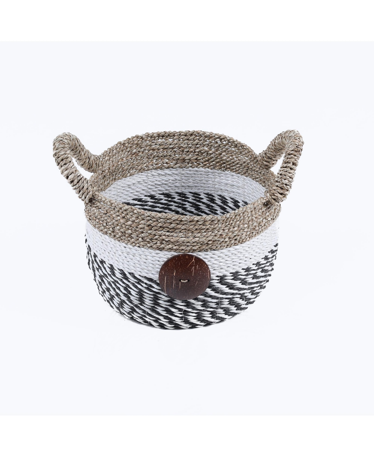 Baum 3 Piece Raffia and Sea Grass Storage Set with Coco Buttons and Ear Handles