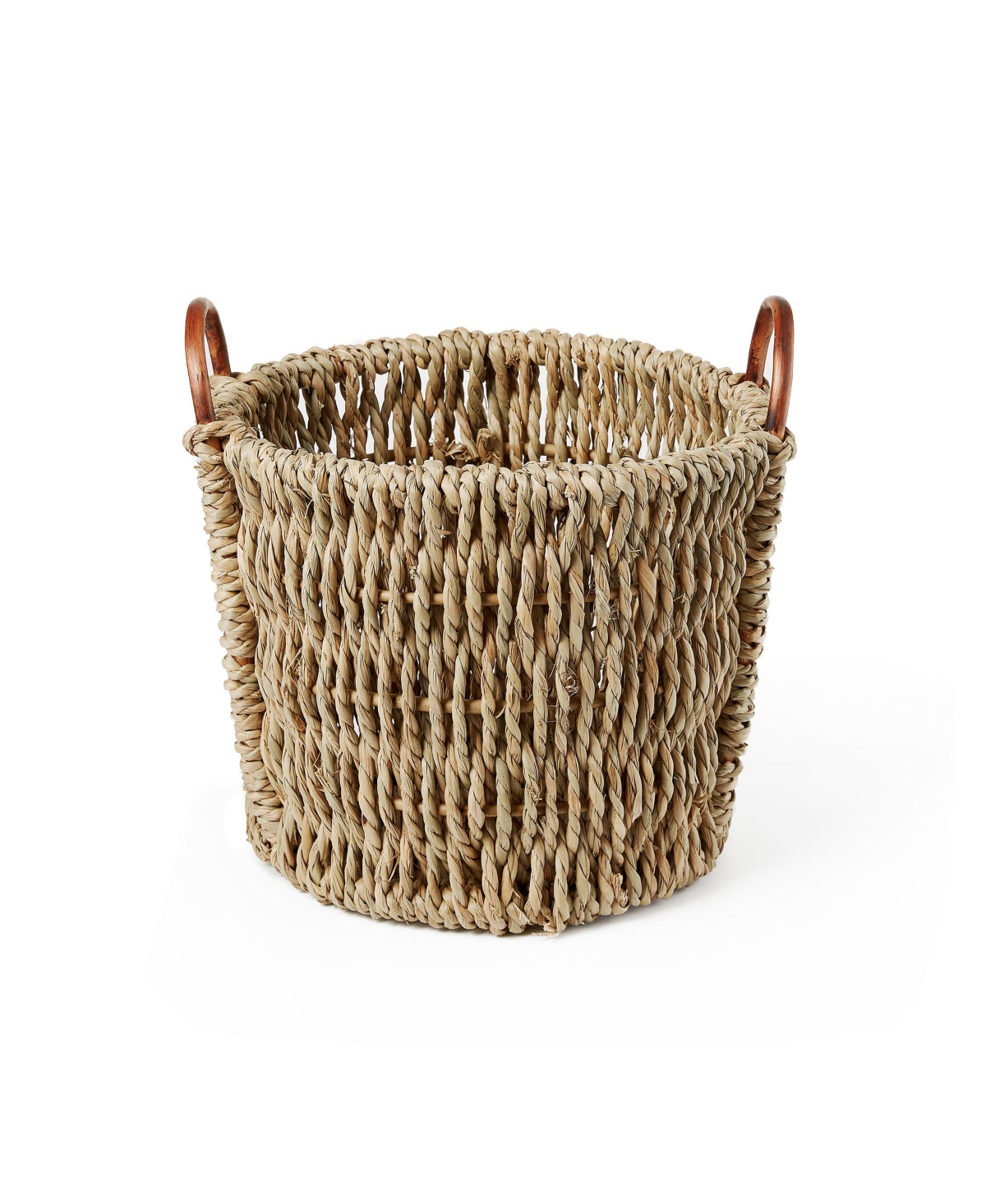 Shop Baum 2 Piece Chunk Sea Grass Baskets With Rattan Ear Handles In Natural