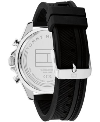 Men's Multifunction Black Silicone Watch 46mm