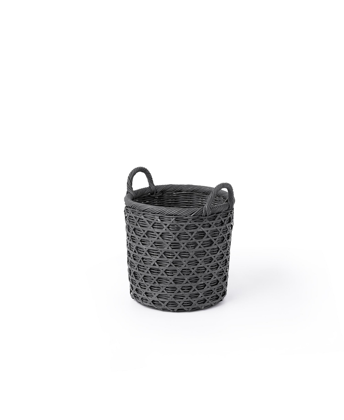 Shop Baum 3 Piece Round Rattan And Bamboo Caning Basket Set With Ear Handles In Gray