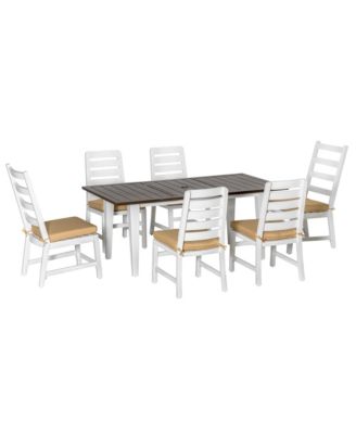 7 Piece Patio Dining Set with Umbrella Hole, Aluminum Outdoor Furniture Set with 6 Chairs and Cushions for Garden, Backyard, or Poolside