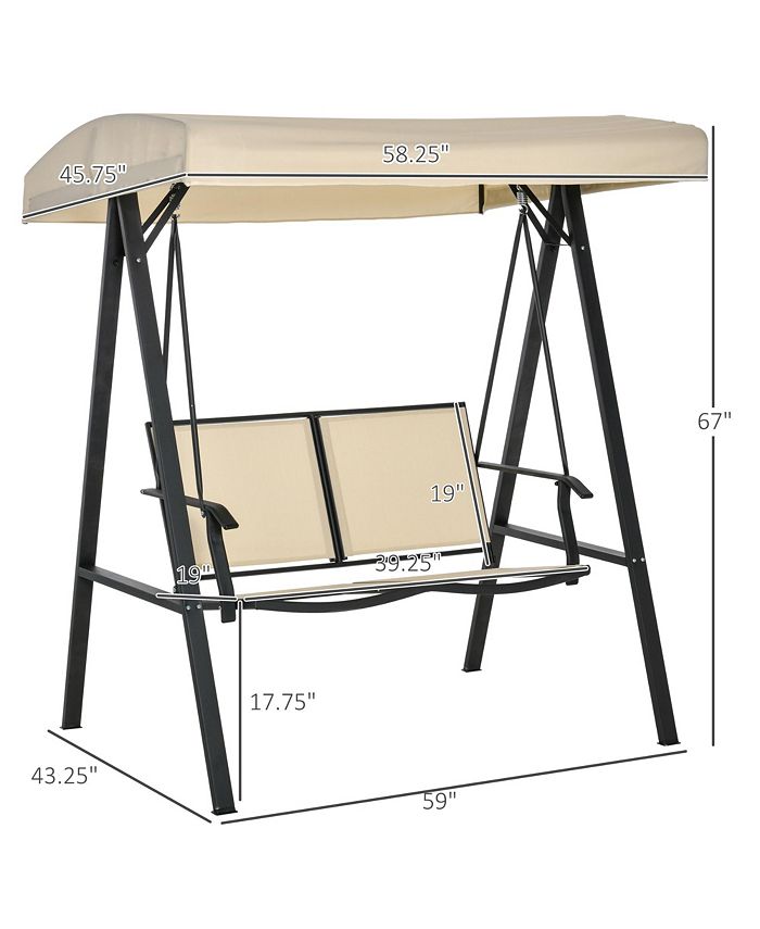 Outsunny 2Person Patio Swings with Canopy, Outdoor Canopy Swing with