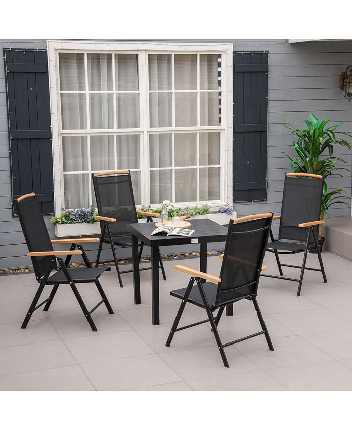 Outsunny Patio Dining Set, 5 Piece Outdoor Furniture Set, 4 Folding