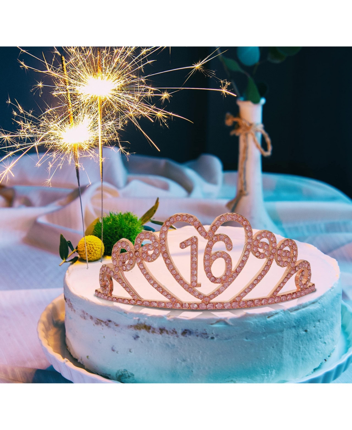 Meant2tobe 16th Birthday Sash and Tiara for Girls - Fabulous Set: Glitter Sash + Gravity Rhinestone Pink Premium Metal Tiara, 16th Birthday Gifts for