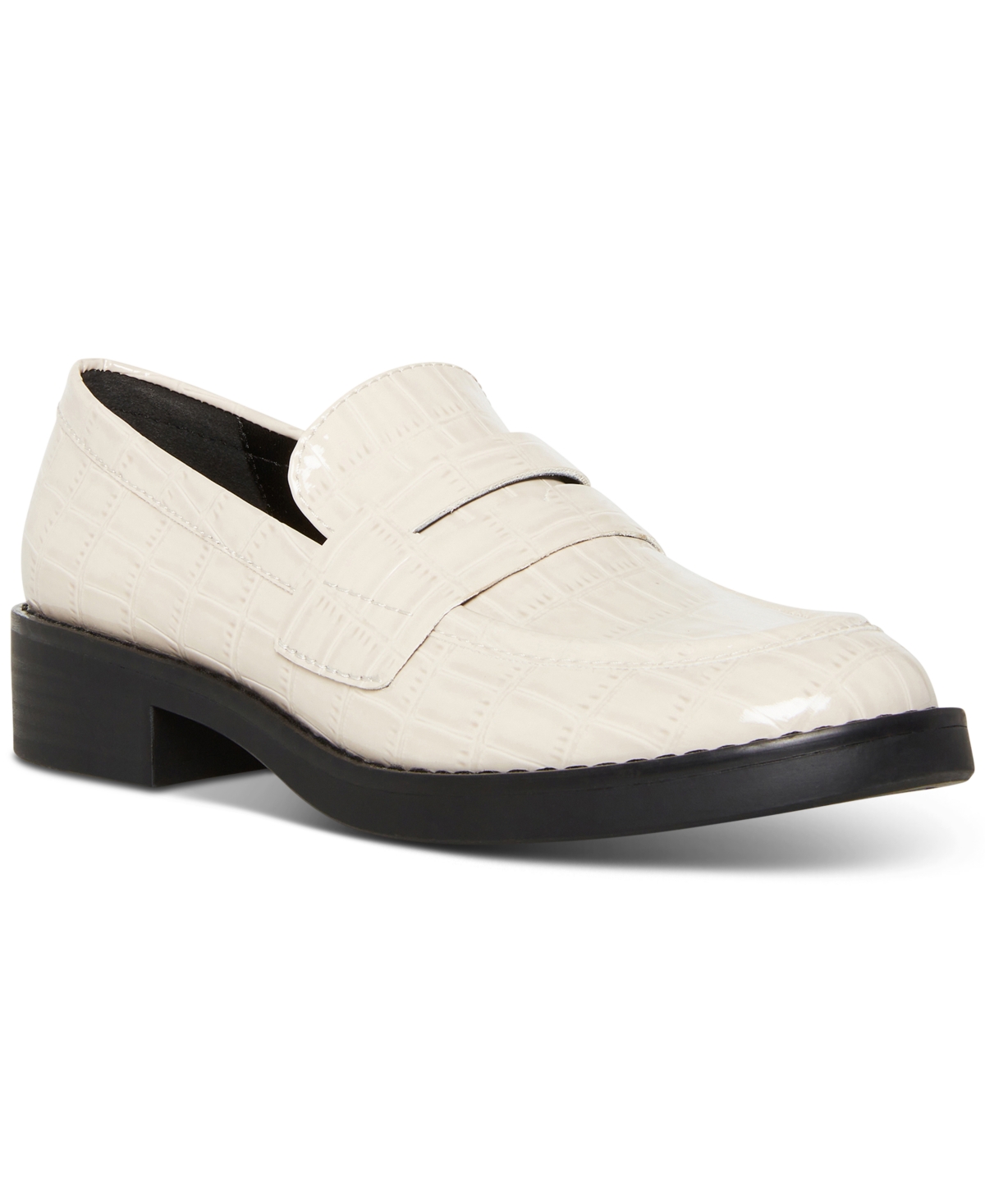 Madden Girl Cecily Tailored Penny Loafer Flats Tan Croco Smart Closet