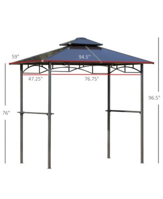 8' x 5' Barbecue Grill Gazebo Tent w/ Side Shelves PC Roof,