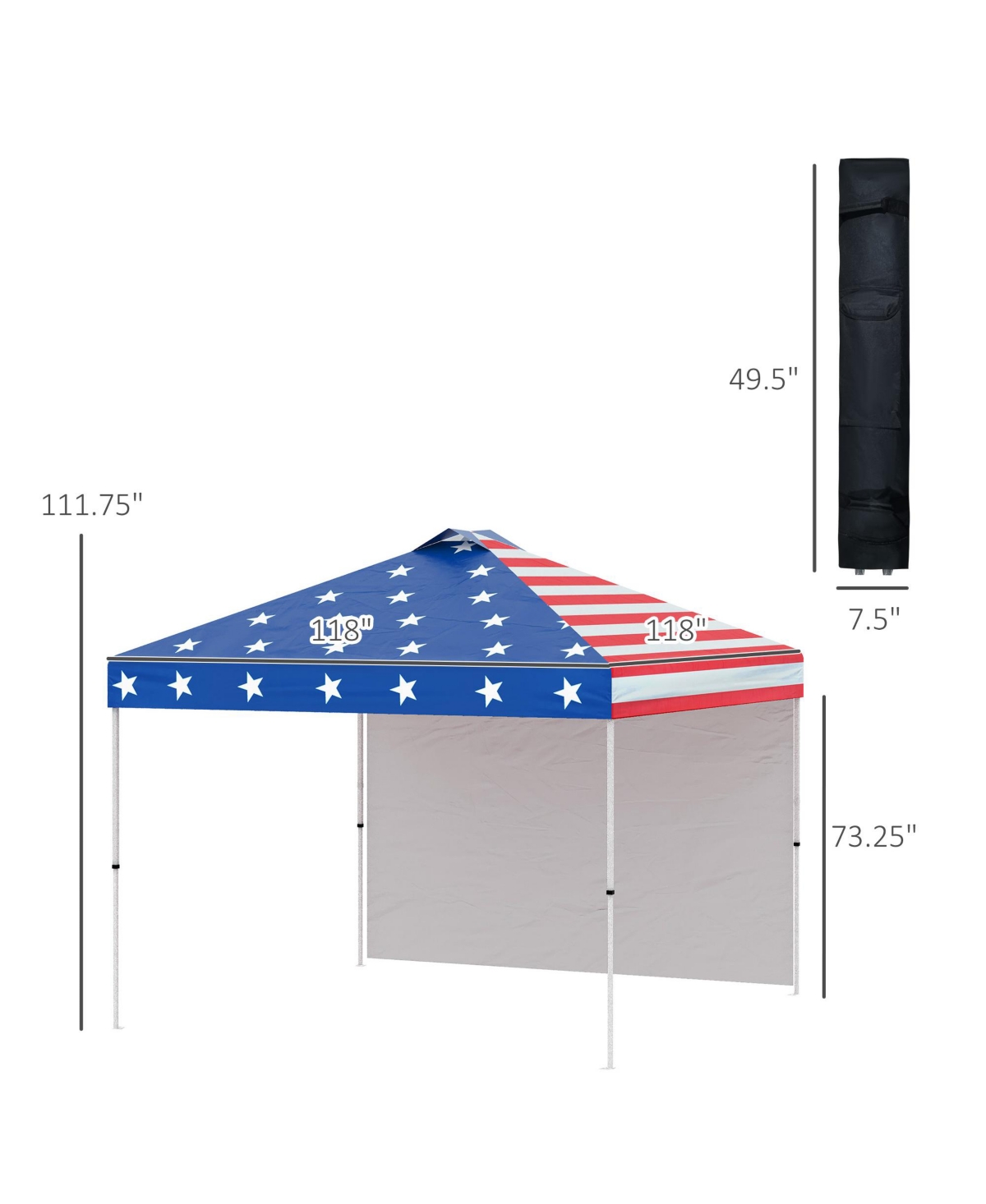 10' Pop-Up Foldable Gazebo with Roller Bag Sidewall Multicolo - Blue, white, red