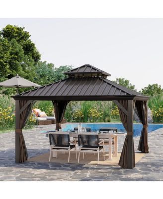12 x 12 Hardtop Patio Gazebo, Netting Curtains,
