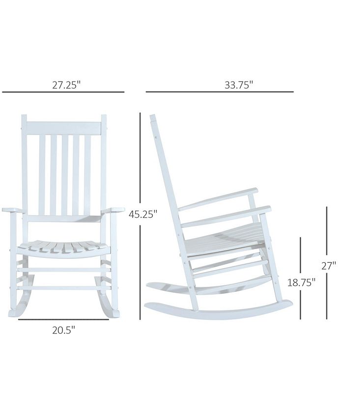 Outsunny Versatile Wooden Indoor / Outdoor High Back Slat Rocking Chair ...