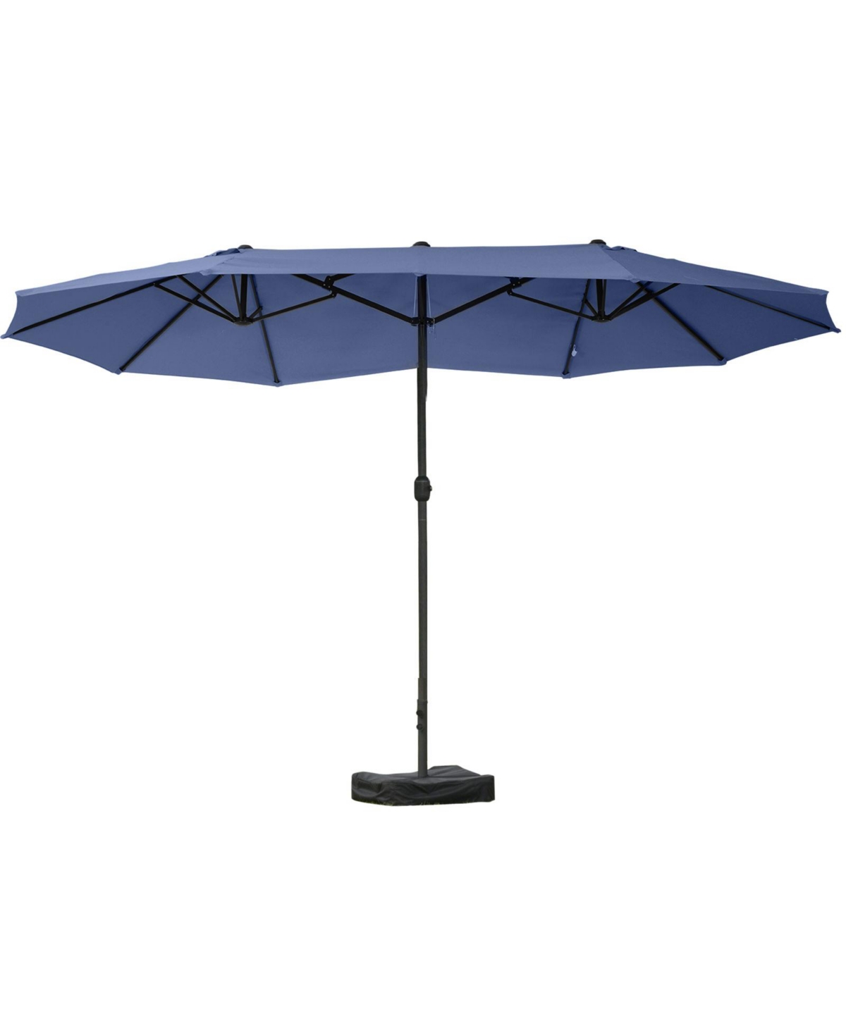 Patio Umbrella 15' Steel Rectangular Outdoor Double Sided Market with base, Uv Sun Protection & Easy Crank for Deck Pool Patio, Dark Blue - B